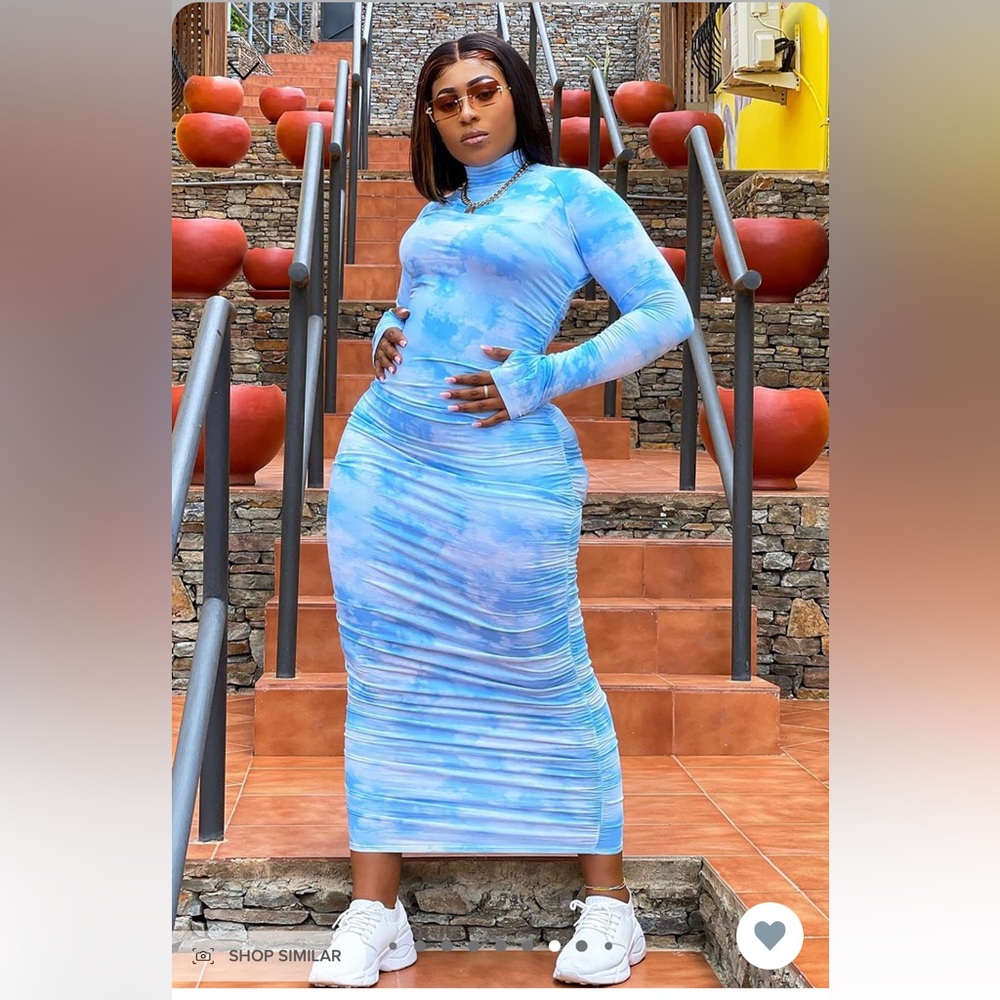 Blue Tie-Die Maxi Dress